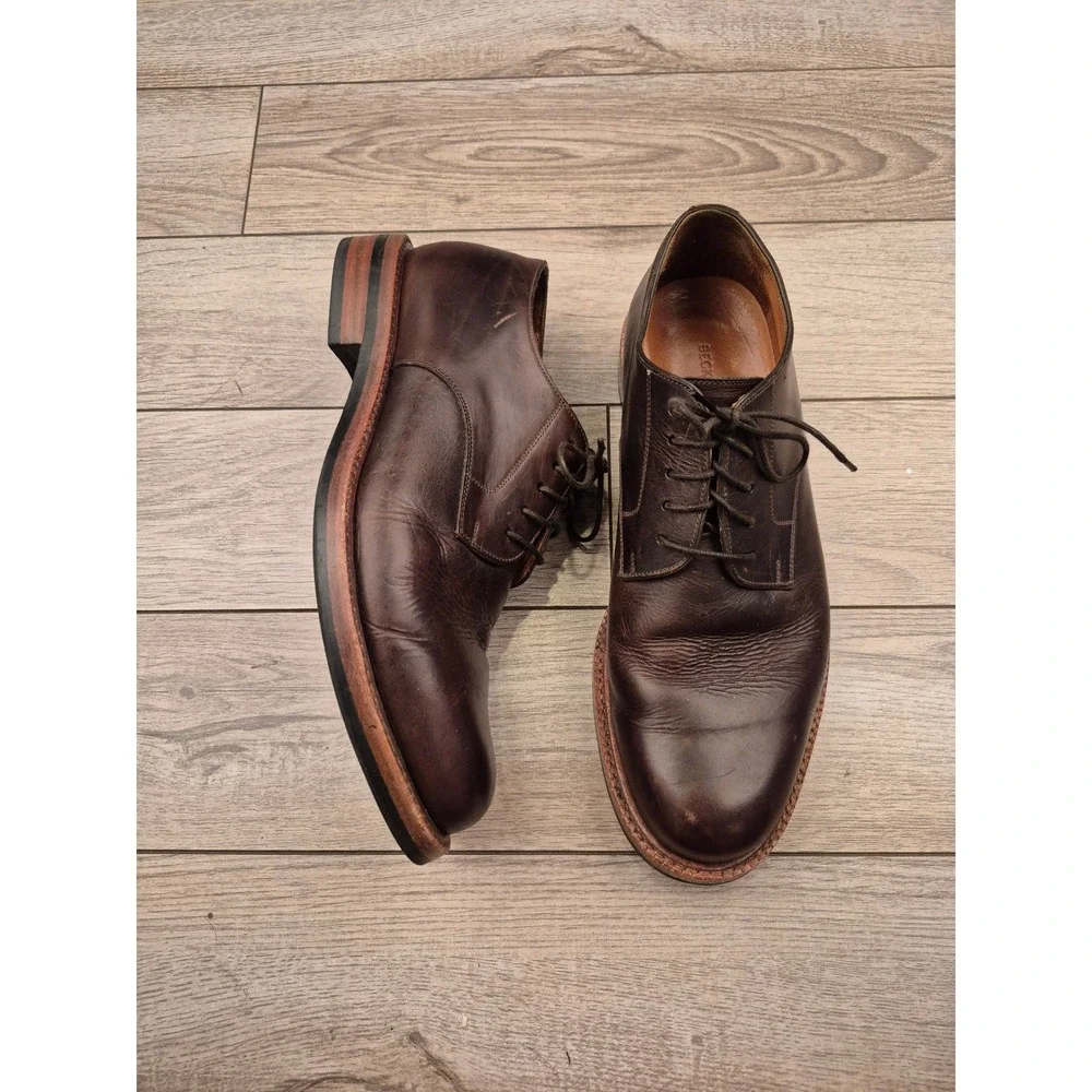Beckett‎ Simonon Dunham Derby Shoes Brown Leather Plain Toe Blucher Mens Sz 9.5
